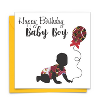 Diverse Ethnic Black African Birthday Cards with  wax print fabric