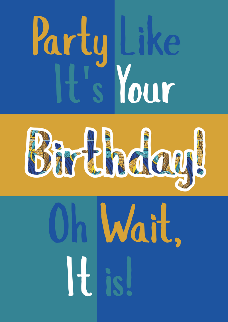 Partytime Blue | Worldly - AfroTouch Design Birthday Card