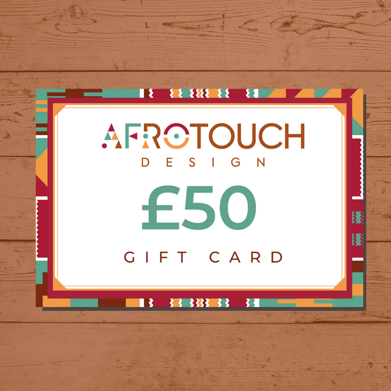 Afrotouch Design Gift Card Voucher to buy African Ethnic Greeting Cards and Diverse Stationery and Gift items