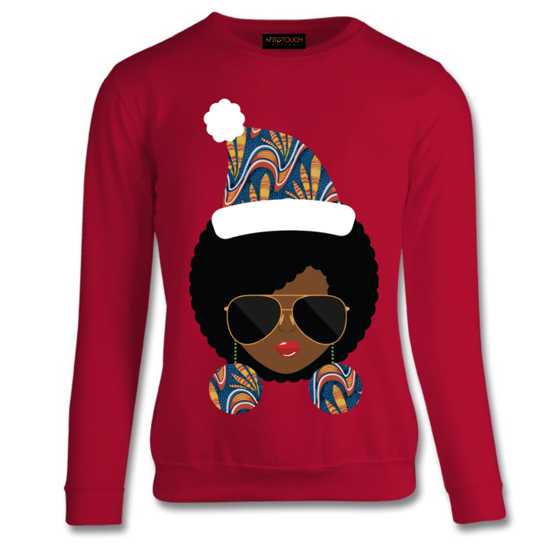 Diverse Christmas sweatshirt Jumper with digital African print and ethnic design fabric 