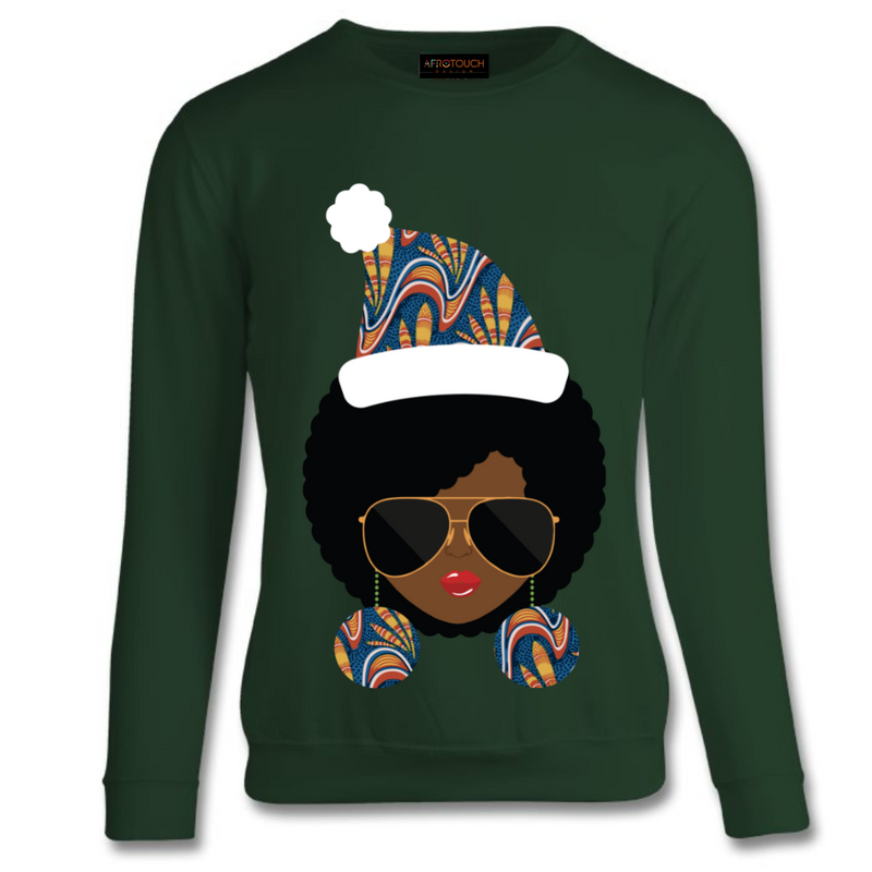 Diverse Christmas sweatshirt Jumper with digital African print and ethnic design fabric 