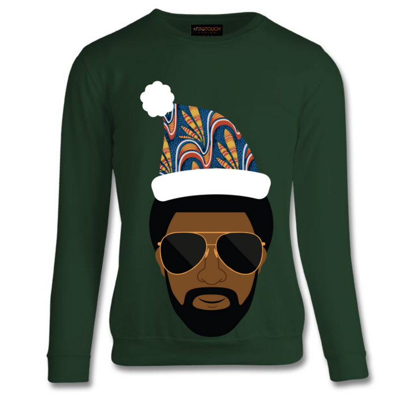 Diverse Christmas sweatshirt Jumper with digital African print and ethnic design fabric 