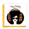 Diverse Ethnic Black African Birthday Cards with kente wax print headphones