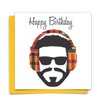 Diverse Ethnic Black African Birthday Cards with  wax print headphones