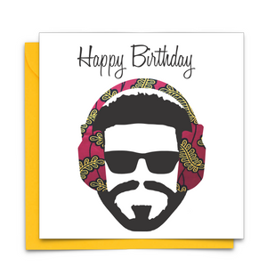 Diverse Ethnic Black African Birthday Cards with  wax print headphones