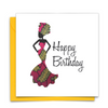 Diverse Ethnic Black African Birthday Cards with  wax print dress