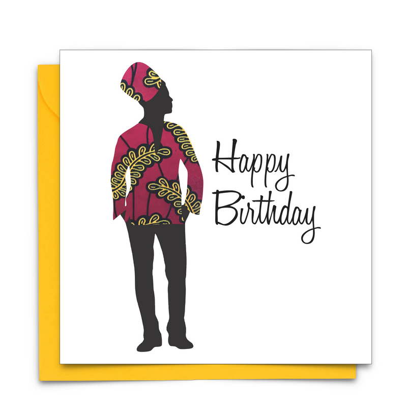 Diverse Ethnic Black African Birthday Cards with  wax print clothes