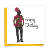 Diverse Ethnic Black African Birthday Cards with  wax print clothes