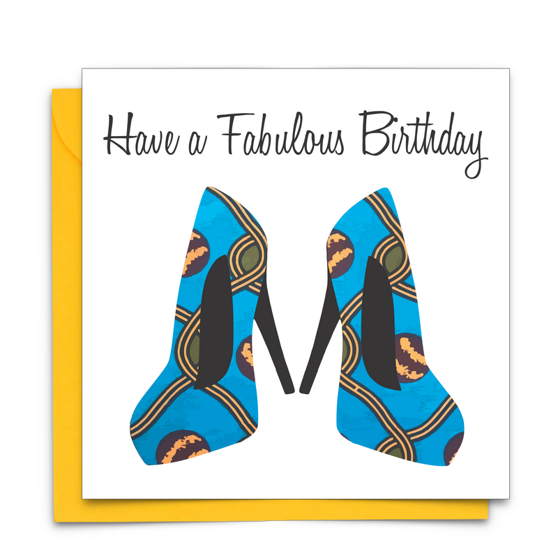 Diverse Ethnic Black African Birthday Cards with  wax print shoes