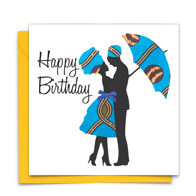 Diverse Ethnic Black African Birthday Cards with  wax print fabric