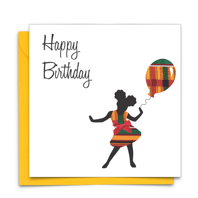 Diverse Ethnic Black African Birthday Cards with  wax print fabric