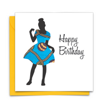 Diverse Ethnic Black African Birthday Cards with  wax print fabric