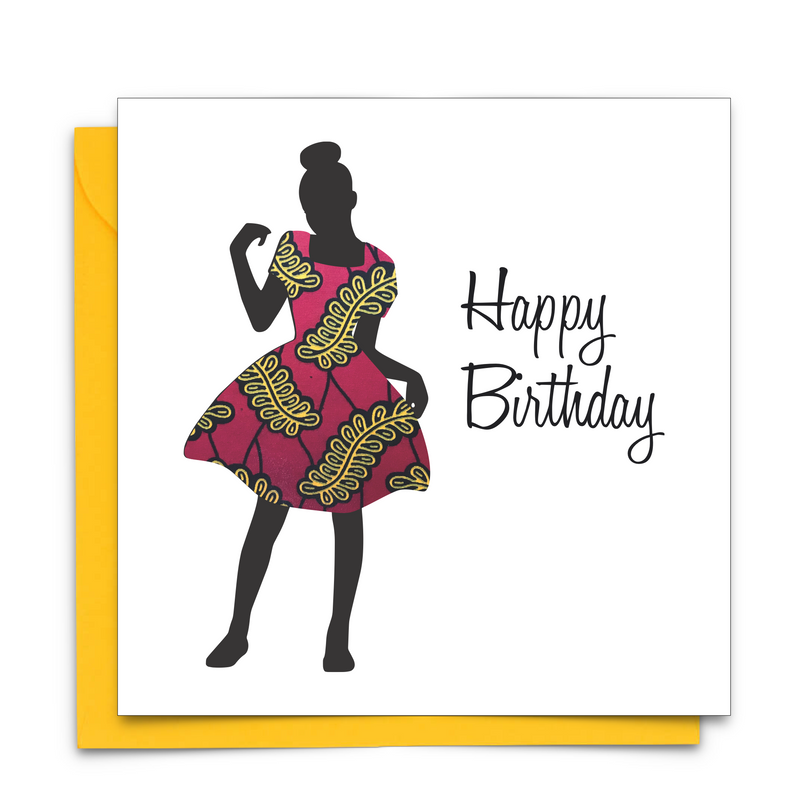 Diverse Ethnic Black African Birthday Cards with  wax print fabric