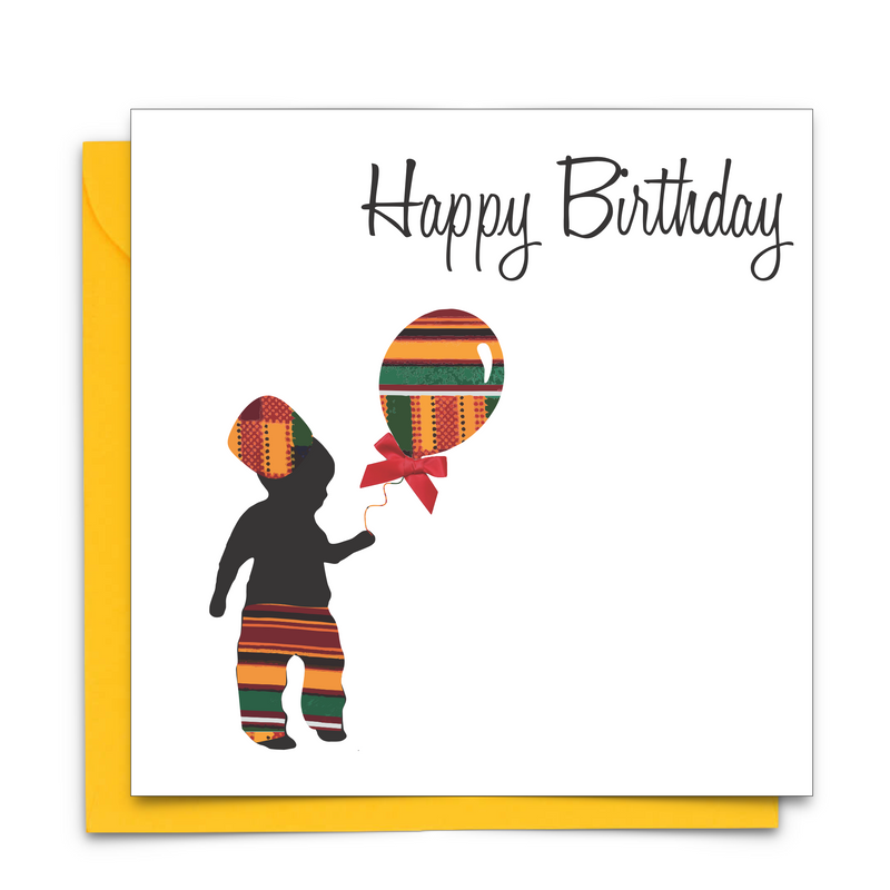 Diverse Ethnic Black African Birthday Cards with  wax print fabric