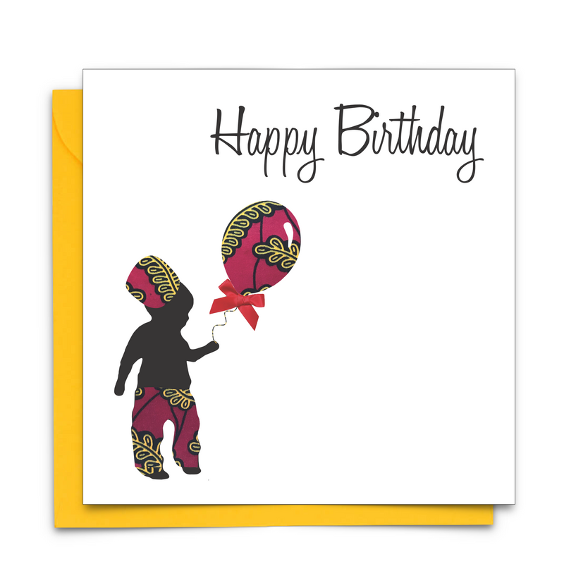 Diverse Ethnic Black African Birthday Cards with  wax print fabric