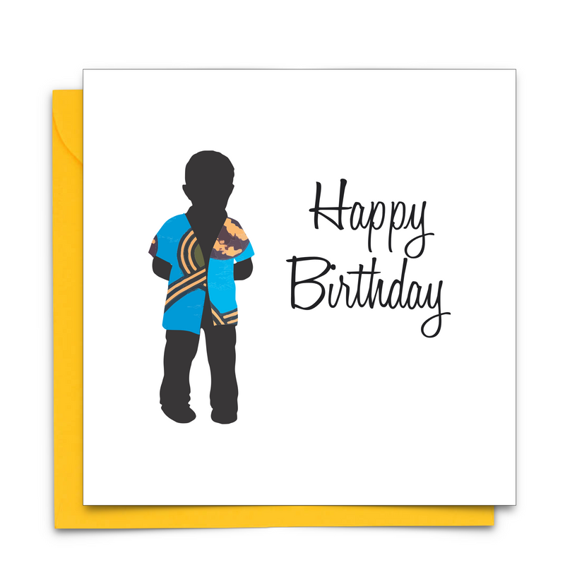 Diverse Ethnic Black African Birthday Cards with  wax print fabric