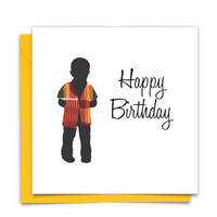 Diverse Ethnic Black African Birthday Cards with  wax print fabric