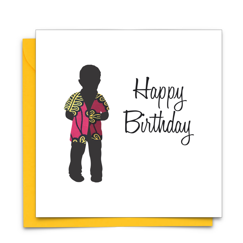 Diverse Ethnic Black African Birthday Cards with  wax print fabric