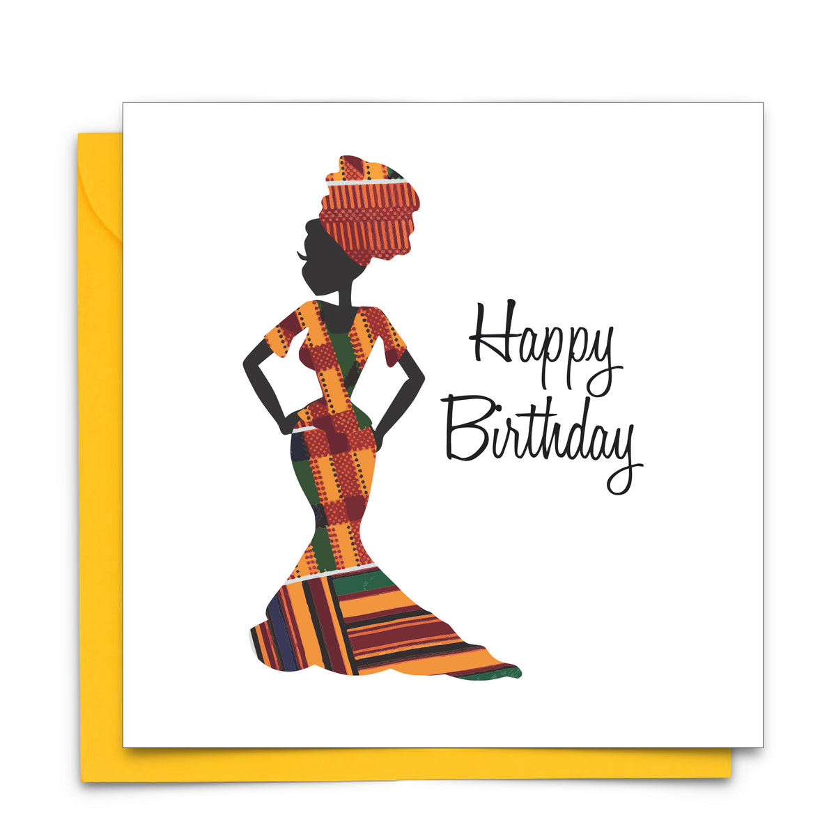 Diverse Ethnic Black African Birthday Cards with  wax print fabric