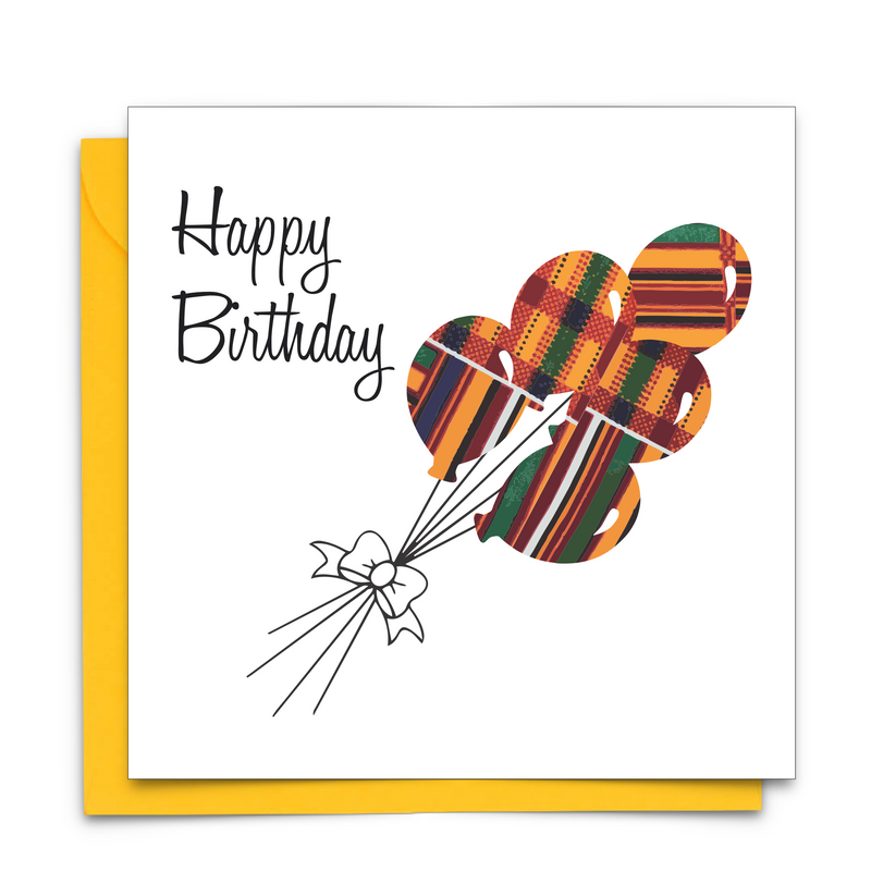 Diverse Ethnic Black African Birthday Cards with  wax print fabric