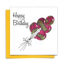 Diverse Ethnic Black African Birthday Cards with  wax print fabric