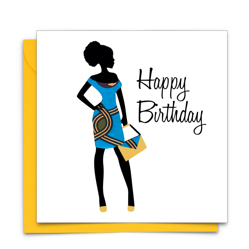 Diverse Ethnic Black African Birthday Cards with  wax print fabric