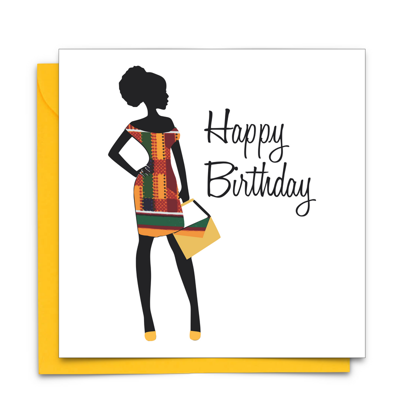 Diverse Ethnic Black African Birthday Cards with  wax print fabric