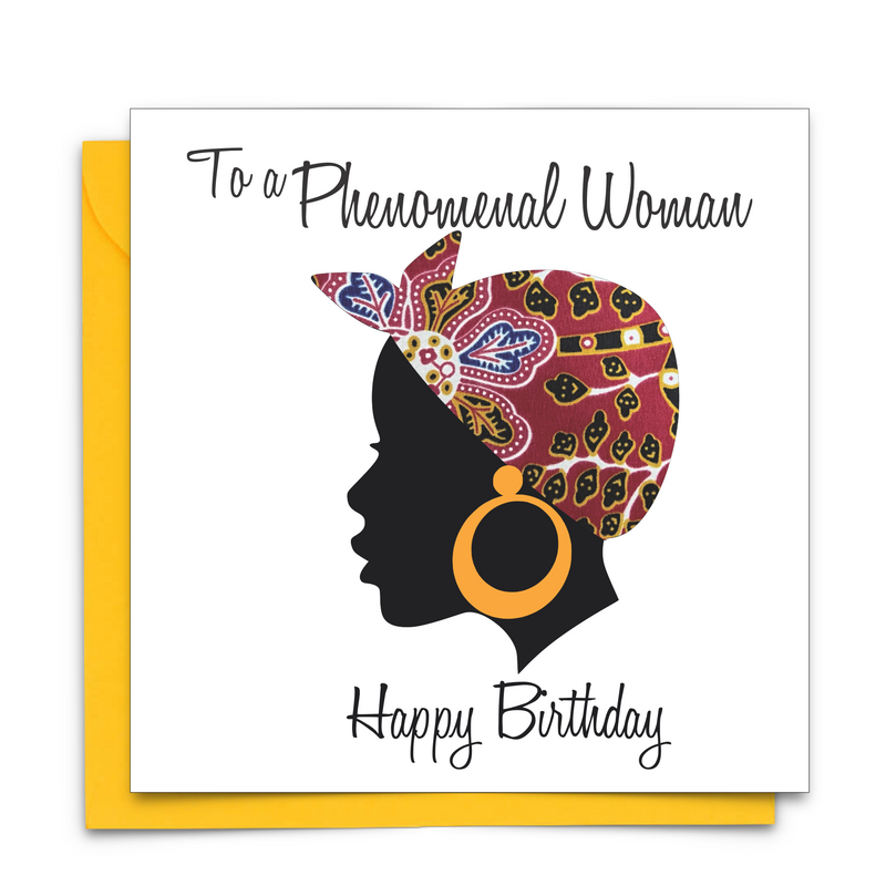 Diverse Ethnic Black African Birthday Cards with  wax print fabric