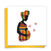 Black New Mum Card with African Print Fabric
