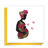 Black New Mum Card with African Print Fabric