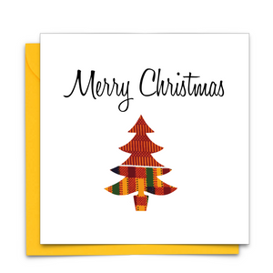 Diverse African Print Christmas Card with Christmas Tree