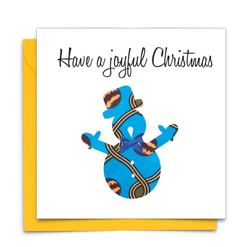 Diverse African Print Christmas Card with snowman