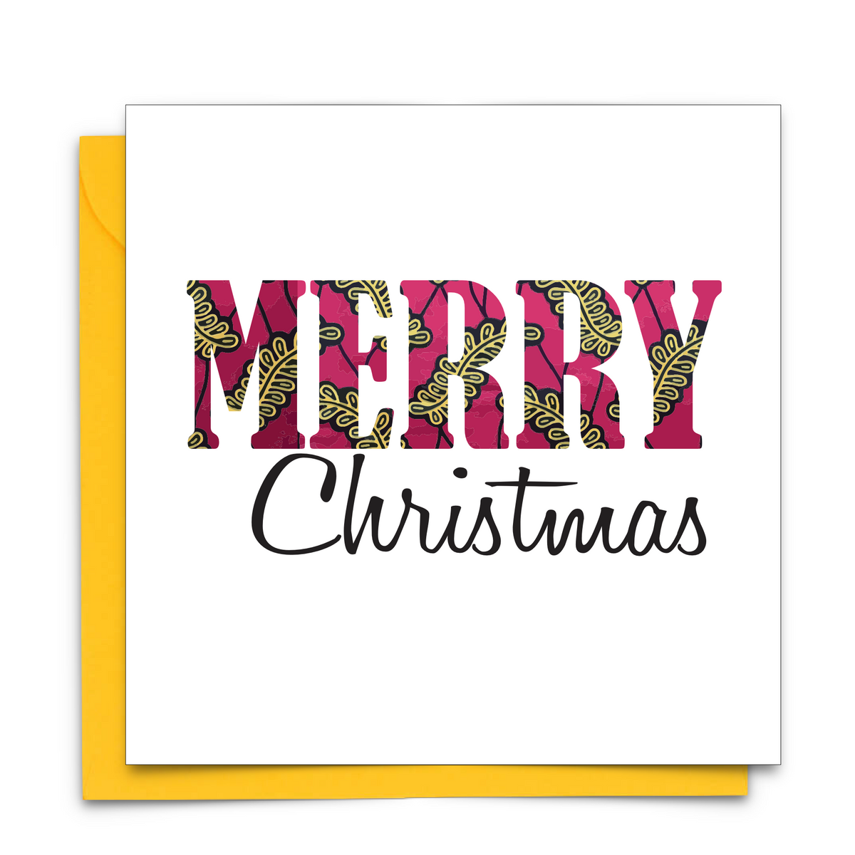 Diverse African Print Christmas Card with  Merry Christmas text