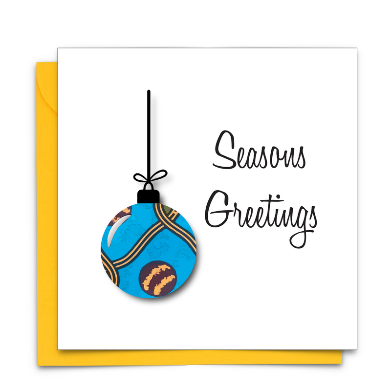 Diverse African Print Christmas Card with African Fabric and a Christmas Bauble