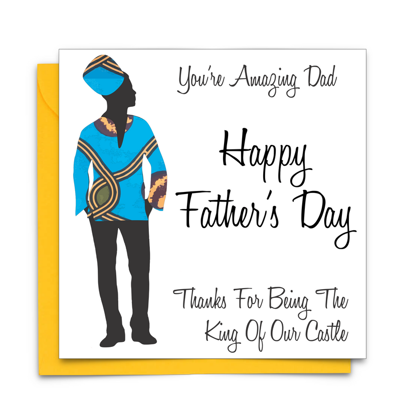 Black Fathers Day Card with Diverse African Print Fabric
