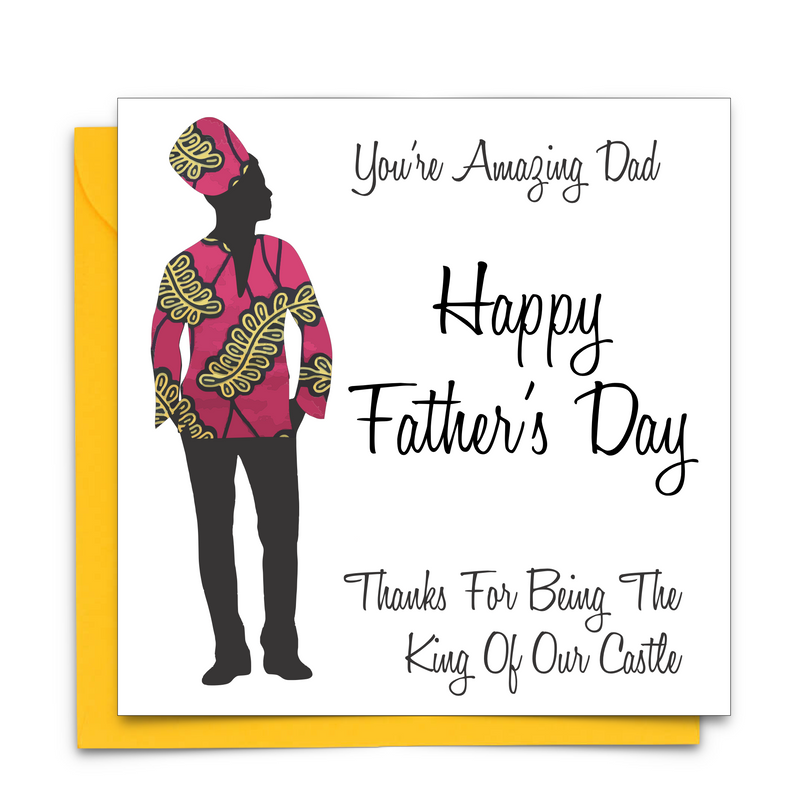 Black Fathers Day Card with Diverse African Print Fabric