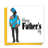 Black Fathers Day Card with Diverse African Print Fabric