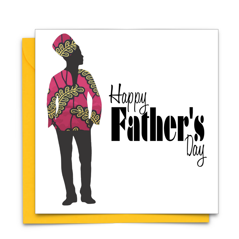 Black Fathers Day Card with Diverse African Print Fabric