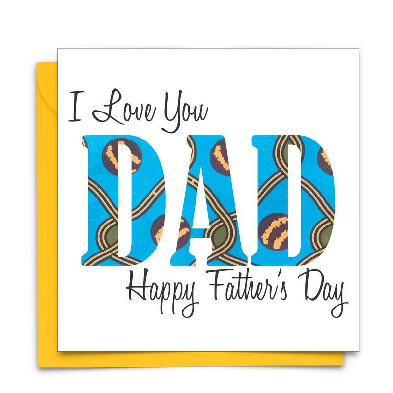 Black Fathers Day Card with Diverse African Print Fabric