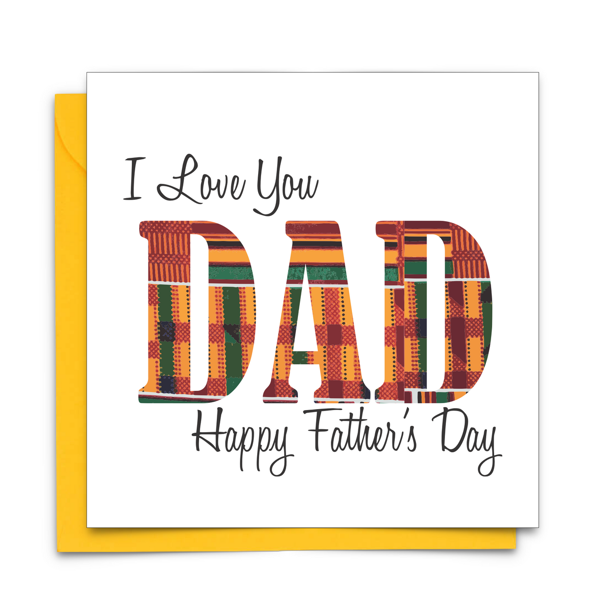 Black Fathers Day Card with Diverse African Print Fabric