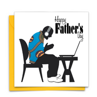 Black Fathers Day Card with Diverse African Print Fabric