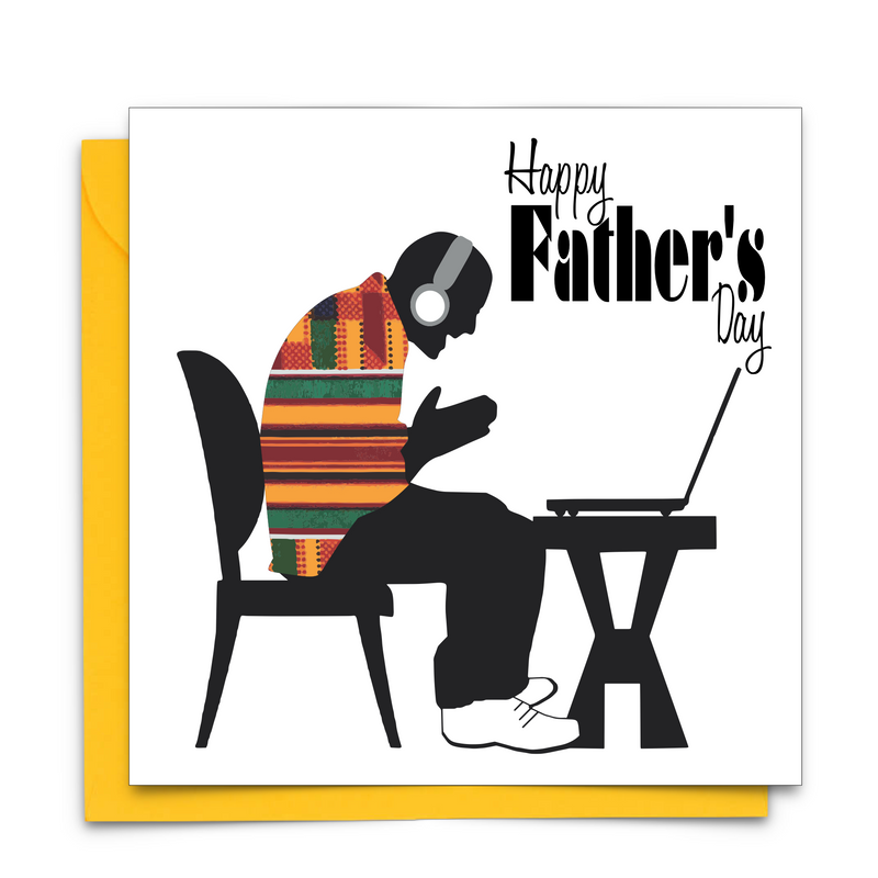 Black Fathers Day Card with Diverse African Print Fabric