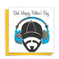 Black Fathers Day Card with Diverse African Print Fabric