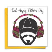 Black Fathers Day Card with Diverse African Print Fabric