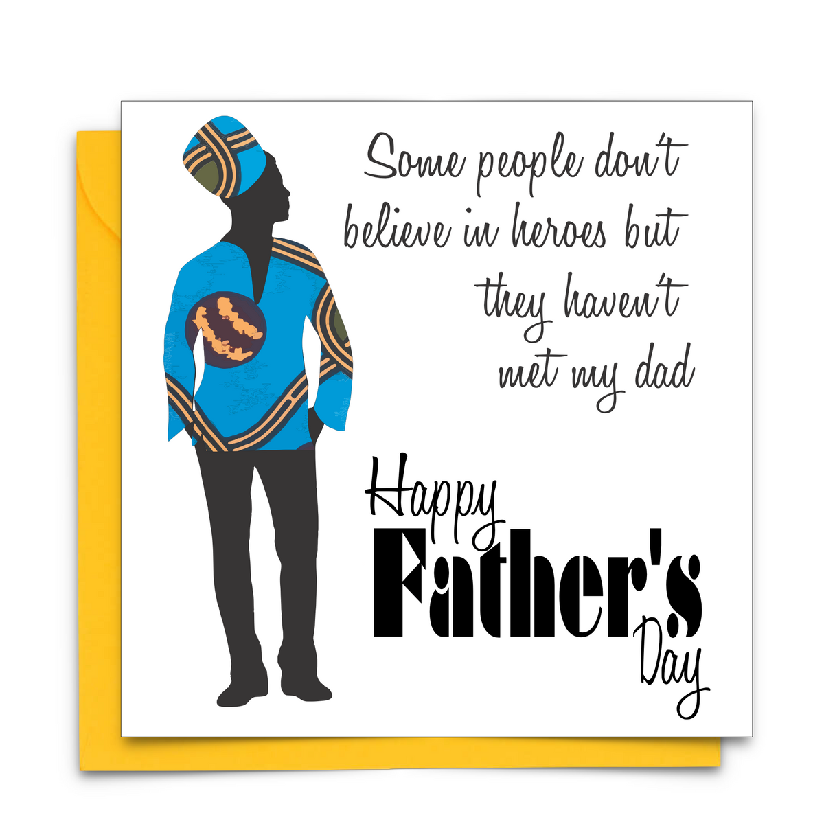 Black Fathers Day Card with Diverse African Print Fabric