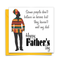 Black Fathers Day Card with Diverse African Print Fabric