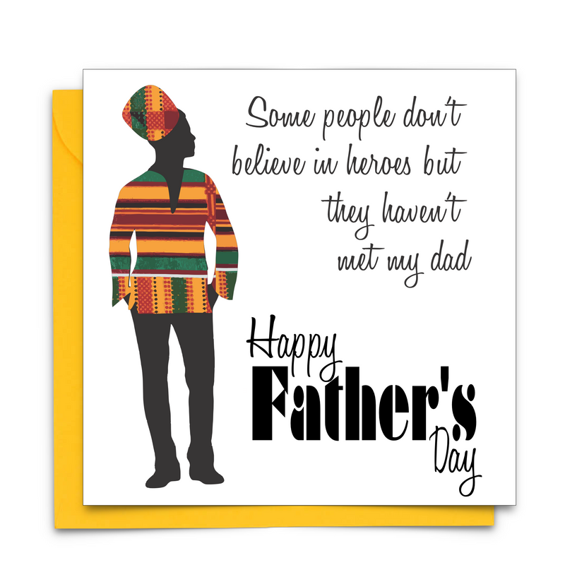 Black Fathers Day Card with Diverse African Print Fabric