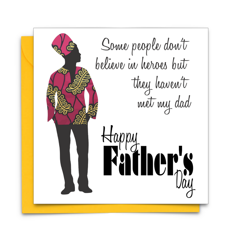 Black Fathers Day Card with Diverse African Print Fabric