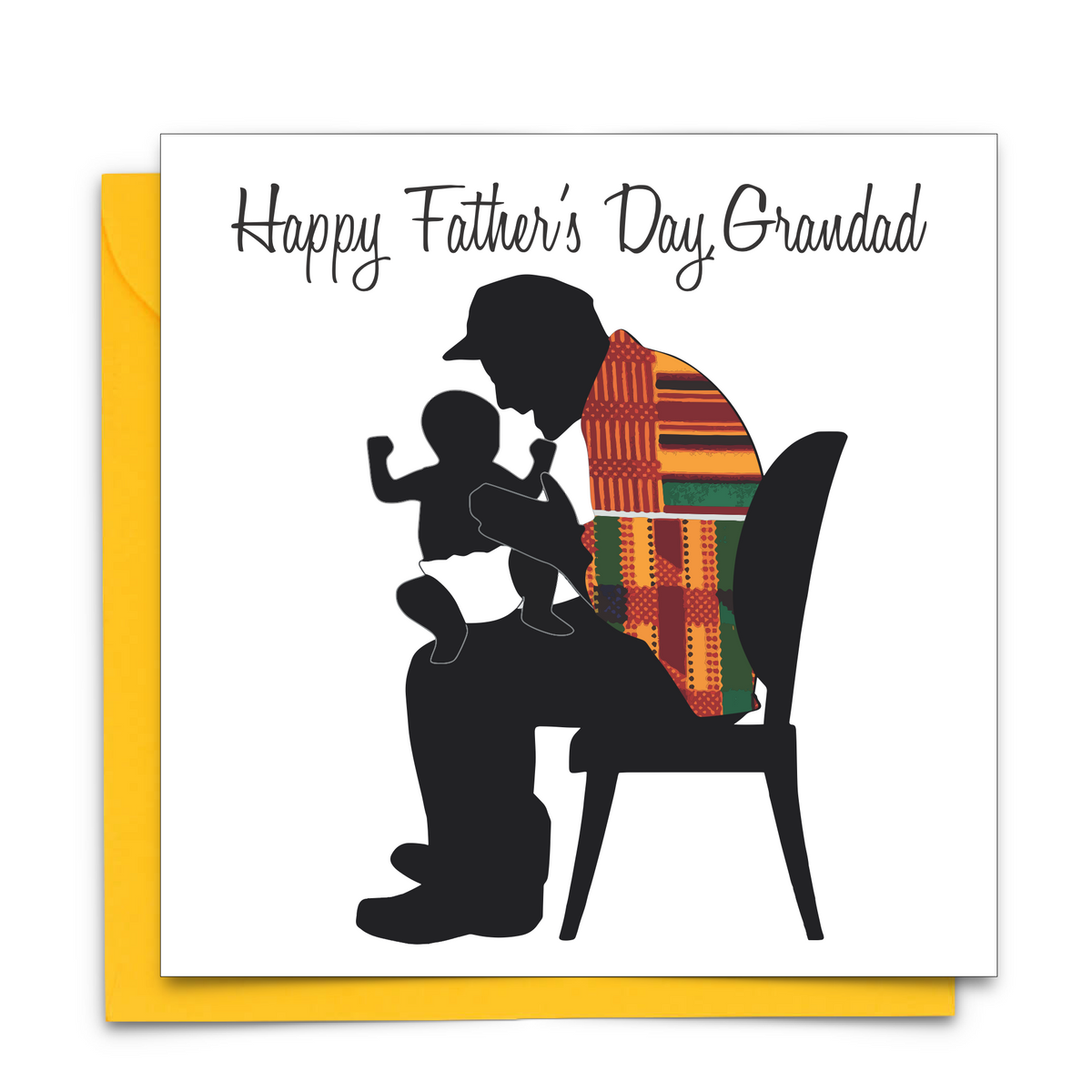 Black Fathers Day Card with Diverse African Print Fabric