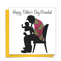 Black Fathers Day Card with Diverse African Print Fabric